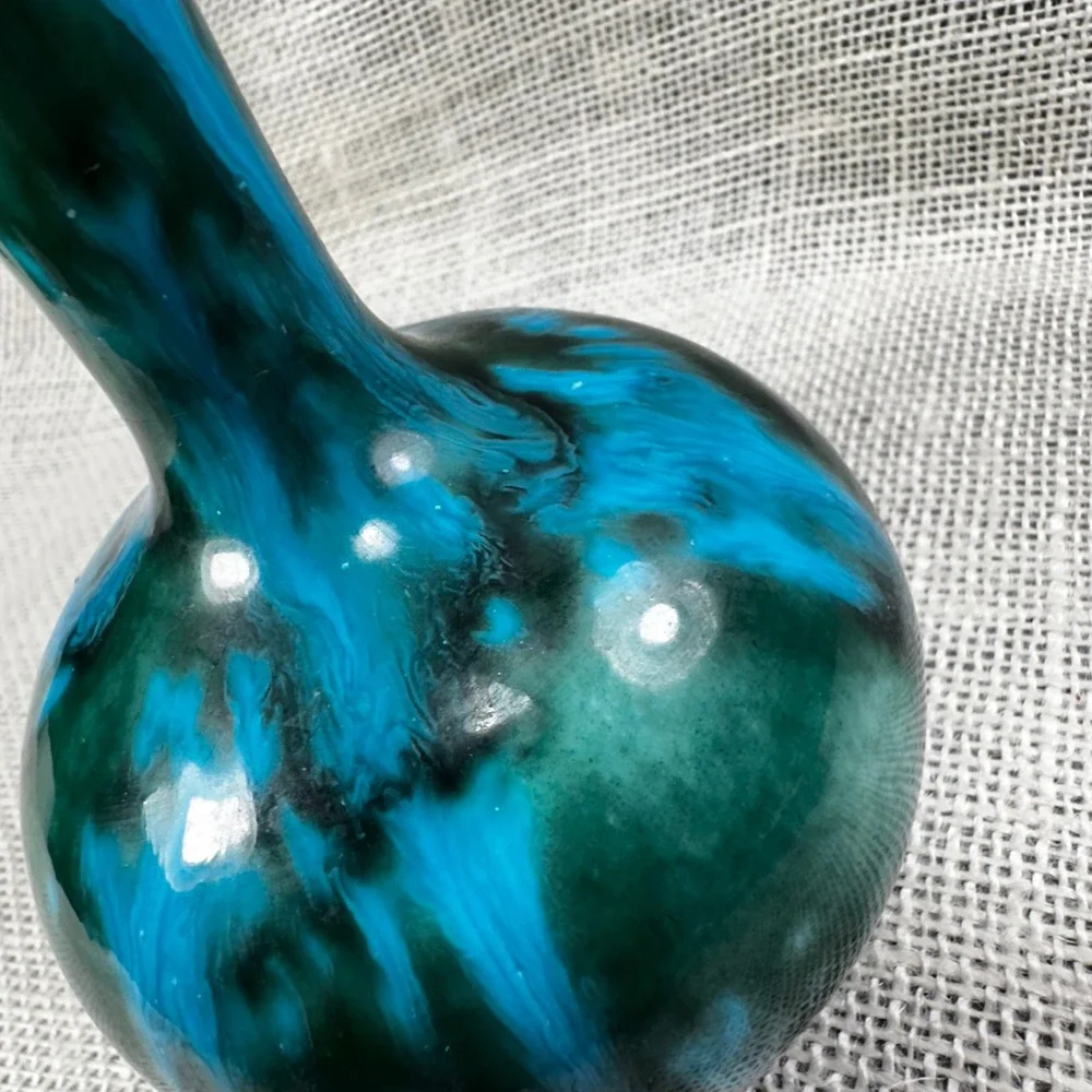 Harden Rosen Studio Pottery Bud Vase Blue Green Drip Glaze Handcrafted 5.75